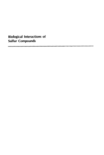 Biological Interactions Of Sulfur Compounds 1st Edition Mitchell