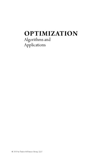 Optimization Algorithms And Applications Rajesh Kumar Arora