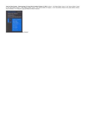 Head Neck Surgery Otolaryngology Byron J Md Bailey Editor