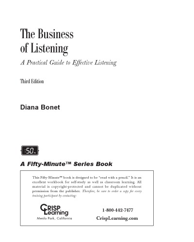 The Business Of Listening A Practical Guide To Effective Listening 3rd Ed Bonet