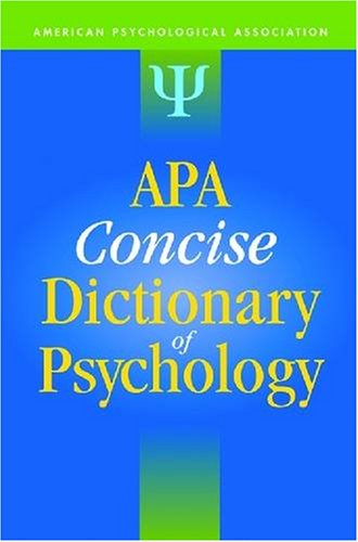 Apa Concise Dictionary Of Psychology 1st Edition Gary R Ed Vandenbos