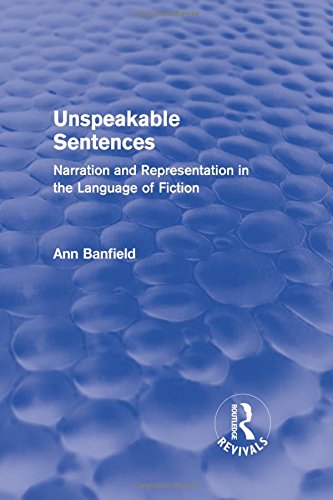 Unspeakable Sentences Narration And Representation In The Language Of Fiction 1st Ann Banfield
