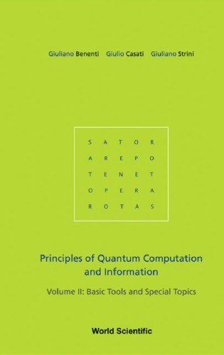 Principles Of Quantum Computation And Information Volume Ii Basic Tools And Special Topics Giuliano Benenti