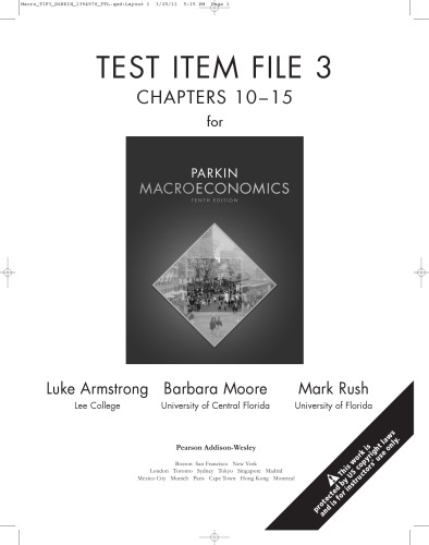 Macroeconomics Testbank 3 10th Edition Michael Parkin Luke Armstrong
