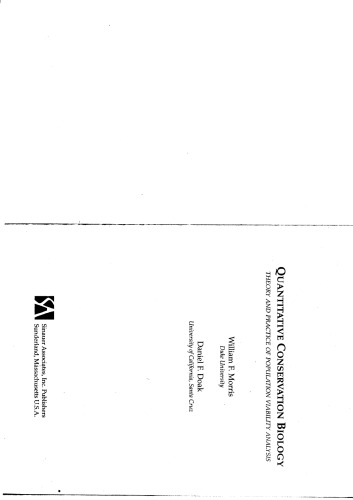 Quantitative Conservation Biology William Morris Daniel Doak