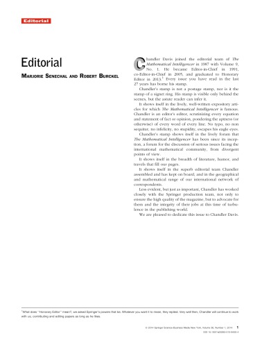 Journal The Mathematical Intelligencer Vol 36 No 1