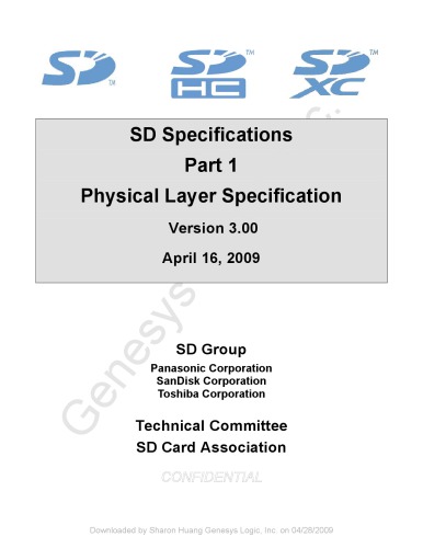 Sd Specifications Part 1 Physical Layer Specification Ver300