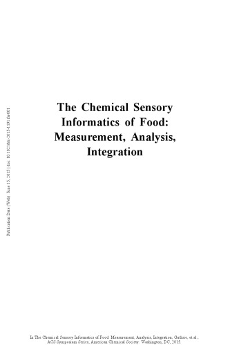 The Chemical Sensory Informatics Of Food Measurement Analysis Integration Guthrie