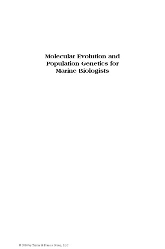 Molecular Evolution And Population Genetics For Marine Biologists Kartavtsev