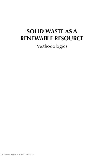 Solid Waste As A Renewable Resource Methodologies Albanese Jimmy Alexander Faria Ruiz