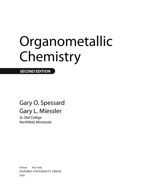 Organometallic Chemistry 2nd Gary O Spessard Gary L Miessler
