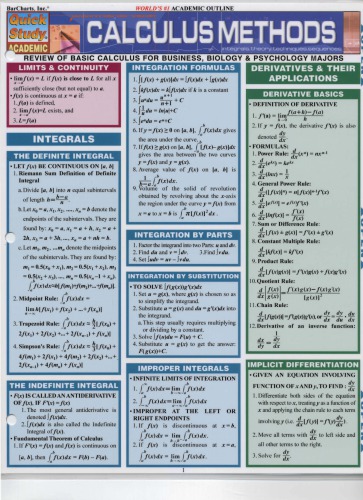 Calculus Methods Barcharts Quickstudy 1st Edition Inc Barcharts