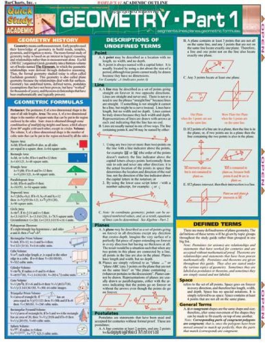 Geometry Part 1 Barcharts Quickstudy 1st Edition Stephen V Kizlik