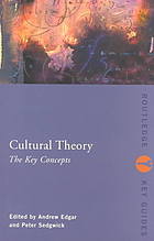 Cultural Theory The Key Concepts Edgar Andrew Sedgwick Peter R