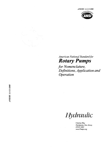 Ansi Hi 31352008 Rotary Pumps Hydraulic Institute