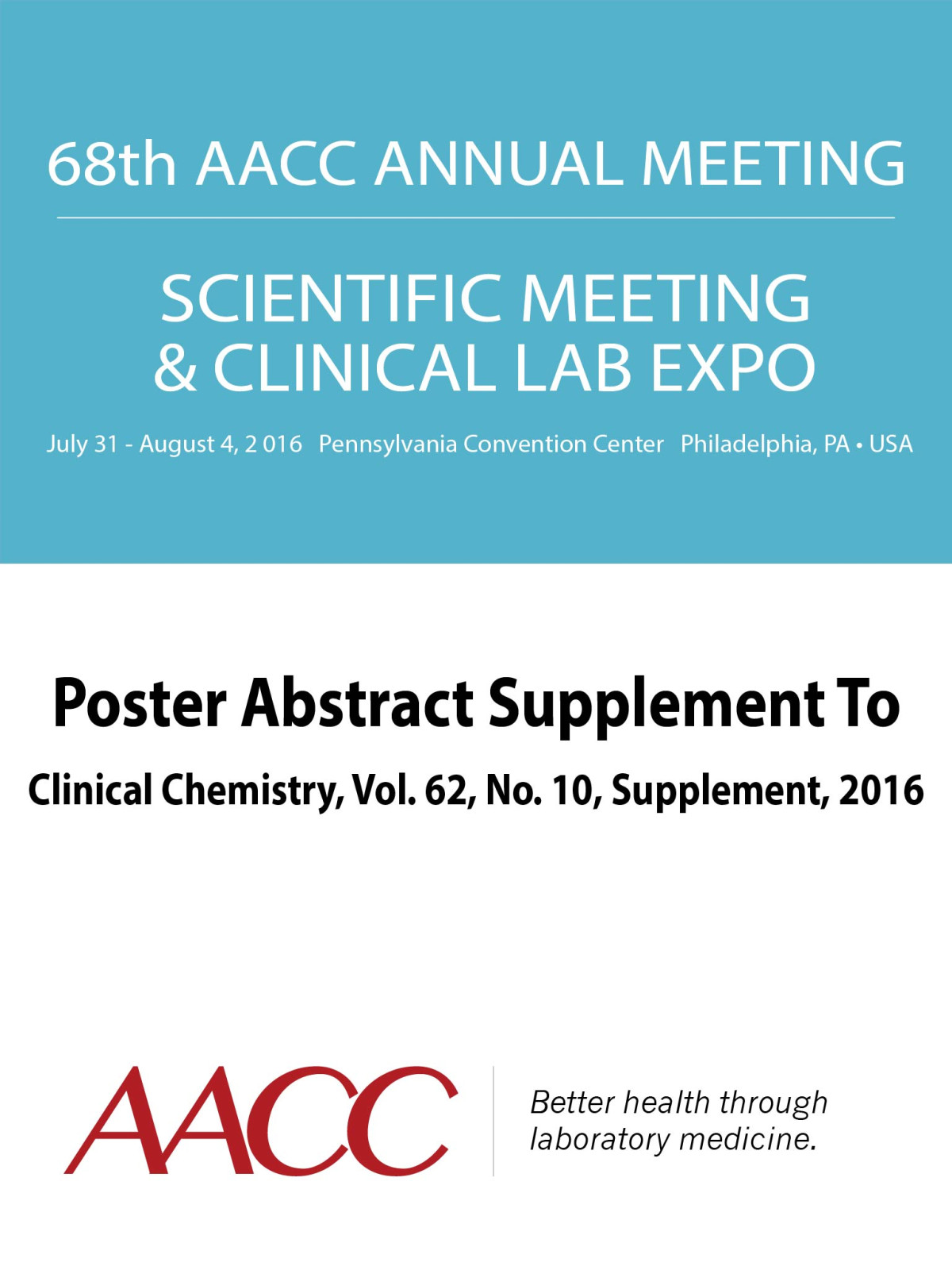 68th Aacc Annual Scientific Meeting American Association For Clinical Chemistry