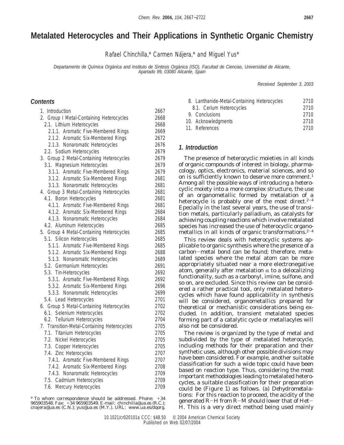 Metalated Heterocycles And Their Applications In Synthetic Organic Chemistry Rafael Chinchilla