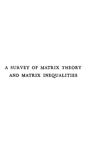 A Survey Of Matrix Theory And Matrix Inequalities Revised Ed Marvin Marcus