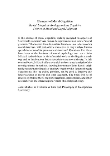 Elements Of Moral Cognition John Mikhail