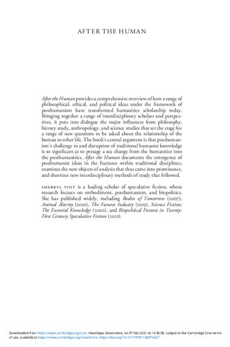 After The Human Culture Theory And Criticism In The 21st Century 2020th Edition Sherryl Vint Ed