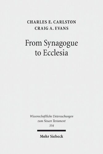 From Synagogue To Ecclesia Matthews Community At The Crossroads Charles E Carlston