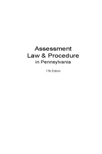 Assessment Law Procedure In Pennsylvania 17th Edition Paul R Morcom
