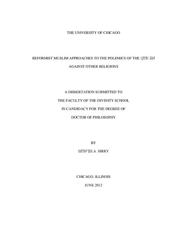 Muslim Reformist Polemics Of Quran Against The Other Religiona Phd Thesis Munim Sirry
