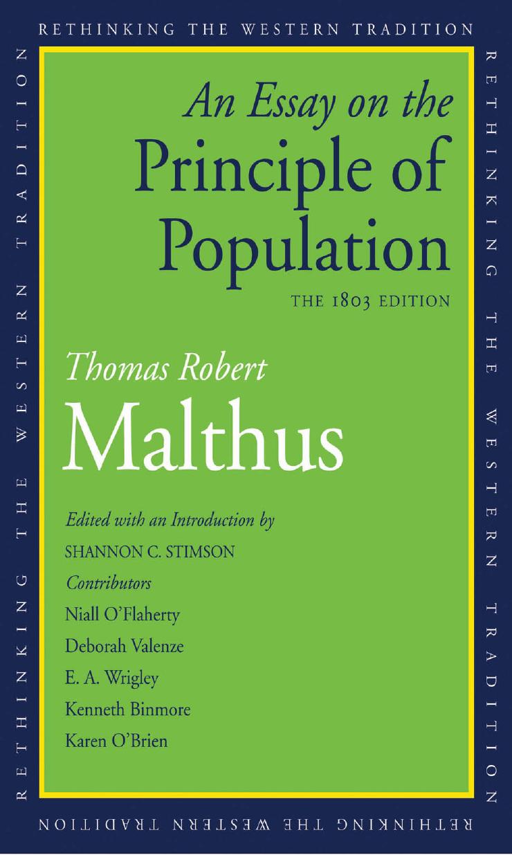 An Essay On The Principle Of Population The 1803 Edition Thomas Robert Malthus