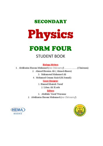 Secondary Physics Student Book Form Four Coll
