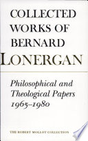 Philosophical And Theological Papers 19651980 Bernard J F Lonergan