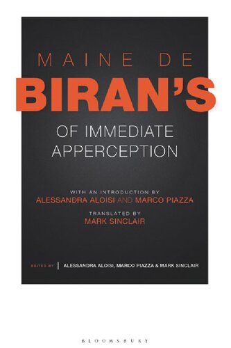 Of Immediate Apperception Maine De Biran