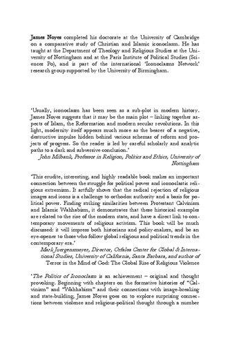 The Politics Of Iconoclasm Religion Violence And The Culture Of Imagebreaking In Christianity And Islam James Noyes Editor