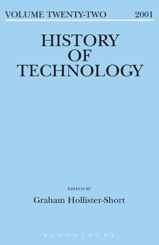 History Of Technology Volume 22 2000 Graham Hollistershort Editor