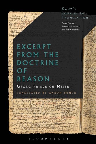 Excerpt From The Doctrine Of Reason Georg Friedrich Meier Aaron Bunch Axel Gelfert Riccardo Pozzo