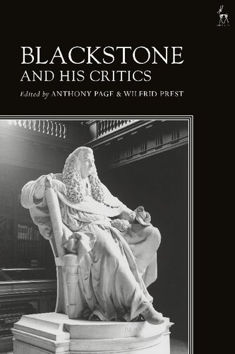 Blackstone And His Critics Anthony Page Wilfrid Prest Editors