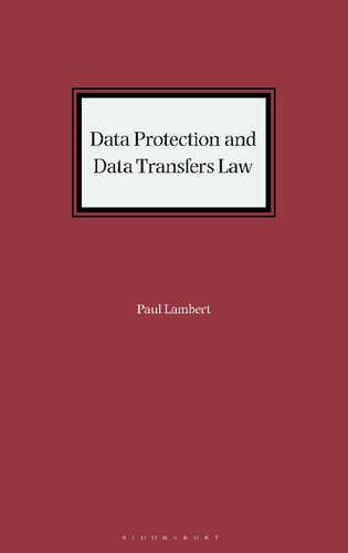 Data Protection And Data Transfers Law Paul Lambert Editor