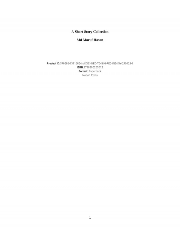 A Short Story Collection Md Maruf Hasan