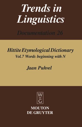 Hittite Etymological Dictionary Volume 7 Words Beginning With N 31munknown0m