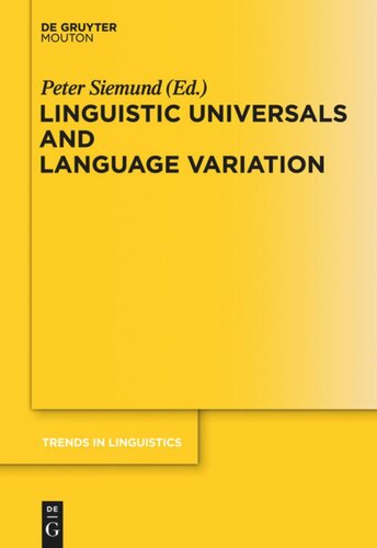 Linguistic Universals And Language Variation Peter Siemund Editor