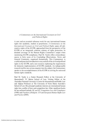A Commentary On The International Covenant On Civil And Political Rights Paul M Taylor