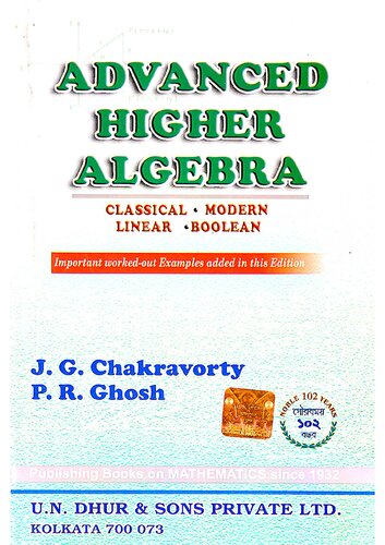 Advanced Higher Algebra 14th Edition Jg Chakravorty And Pr Ghosh