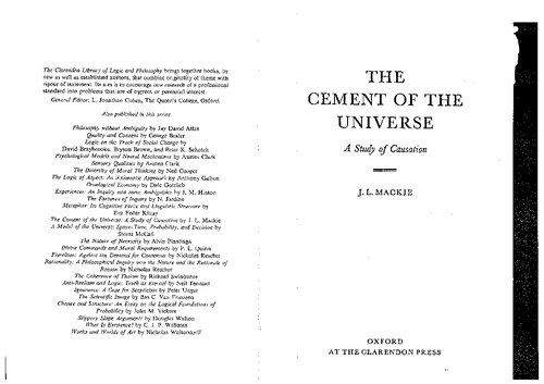 The Cement Of The Universe A Study Of Causation Reprint Jl Mackie