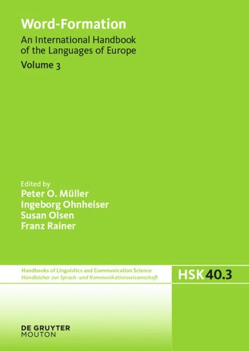 Wordformation Volume 3 Wordformation An International Handbook Of The Languages Of Europe Unknown