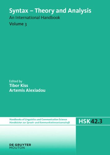 Syntax Theory And Analysis Volume 3 Unknown