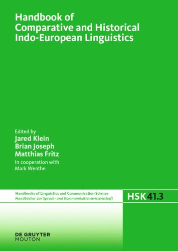 Handbook Of Comparative And Historical Indoeuropean Linguistics Volume 3 Handbook Of Comparative And Historical Indoeuropean Linguistics Unknown
