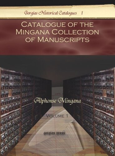 Catalogue Of The Mingana Collection Of Manuscripts Alphonse Mingana
