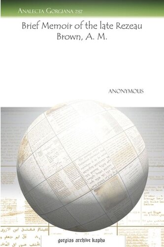 Brief Memoir Of The Late Rezeau Brown A M Anonymous Anonymous