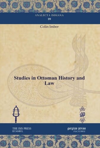 Studies In Ottoman History And Law Colin Imber