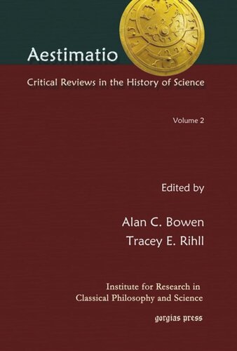 Aestimatio Critical Reviews In The History Of Science Volume 2 Alan C Bowen Editor Tracey E Rihll Editor