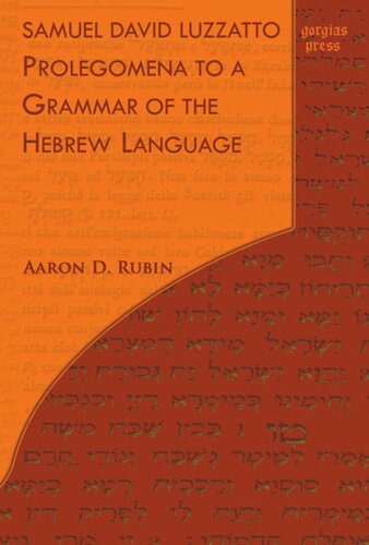 Samuel David Luzzatto Prolegomena To A Grammar Of The Hebrew Language Unknown